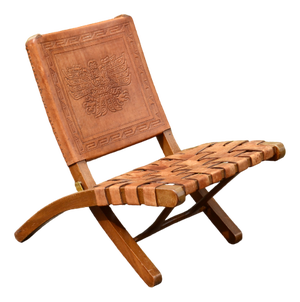 Vintage Cognac Folding Chair by Angel I. Pazmino for Muebles De Estilo, 1960s