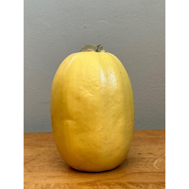 Mid-Century Modern Vintage Yellow Earthenware Gourd For Sale - Image 3 of 12