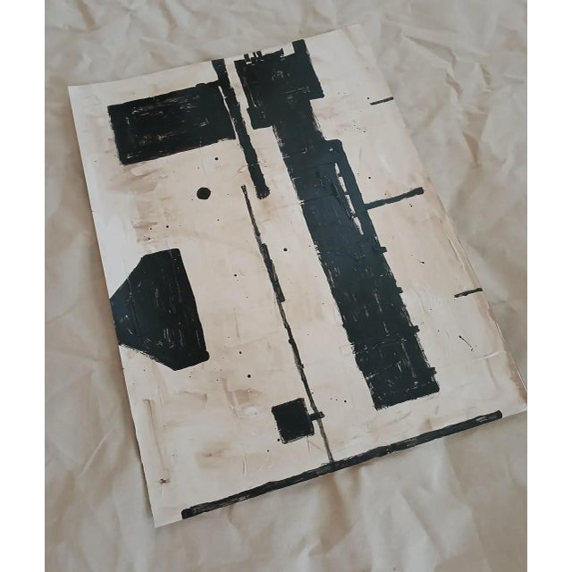 An original contemporary abstract painting inspired by modern design and architecture. It measures 18in x 24in. It was...
