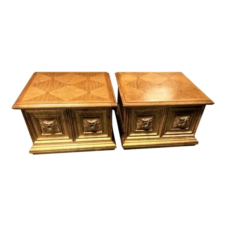 Late 20th Century Hollywood Regency Giltwood and Oak Parquet 30" X 30 ...