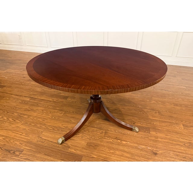 48” Round Mahogany Accent Foyer Table by Leighton Hall - Showroom Sample For Sale In Atlanta - Image 6 of 15