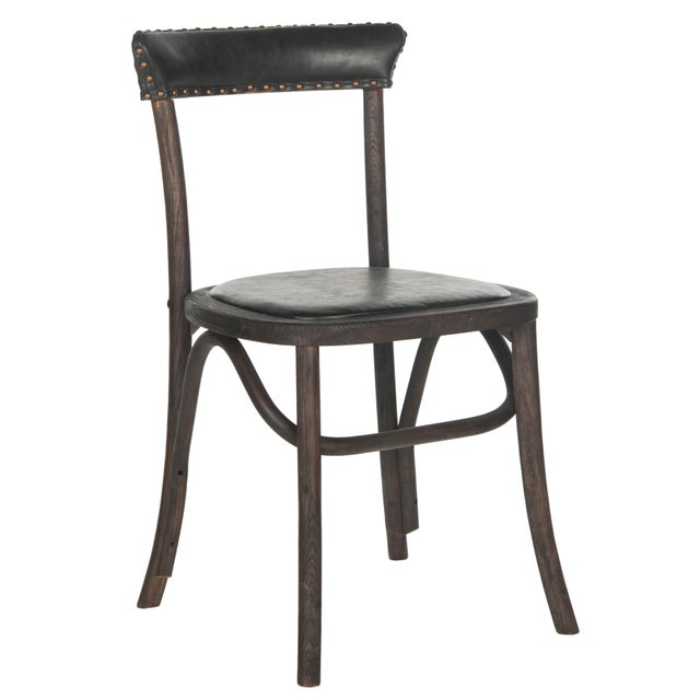 Modern Kenny 19''H Side Chair with Brass Nailheads in Antique Black & Dark Umber - a Pair For Sale - Image 3 of 6