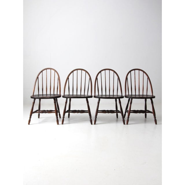 Farmhouse Antique Windsor Dining Chairs Set of 4 For Sale - Image 3 of 14