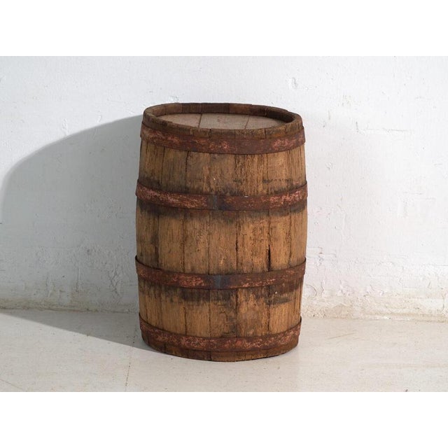 Antique Wooden Barrel with Iron Hoops, Hungary, 1930 For Sale - Image 8 of 8