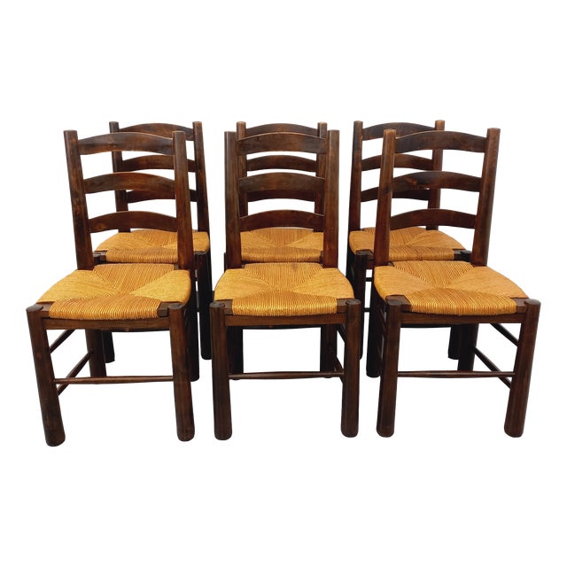 Vintage Brutalist Chairs by Georges Robert, 1960s, Set of 6 For Sale