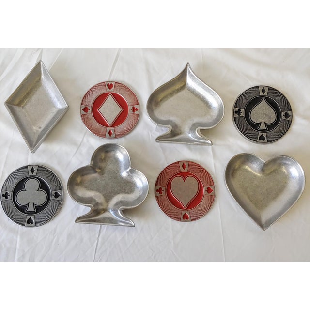 Vintage Wilton Armetale Pewter Card Suits Dishes and Coasters Set of