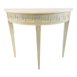 Ave Home Modern Ivory Wood Athena Demi-Lune Console Table For Sale