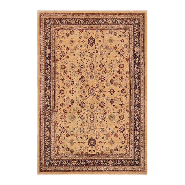 1980s Shabby Chic Ziegler Andrea Beige Blue Hand-Knotted Wool Rug - 9'0'' X 12'0'' For Sale