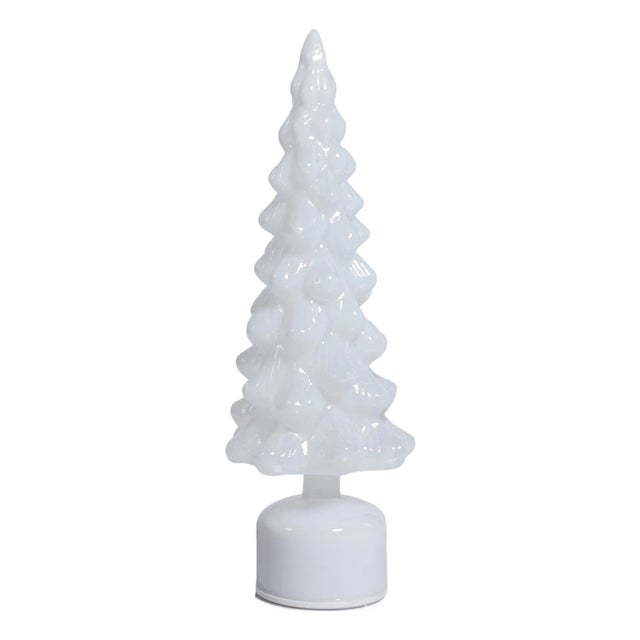 LED Glass Rotating Tree, White Opal, 15.75" For Sale