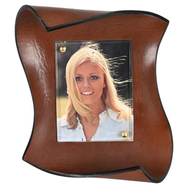 Mid-Century Italian Curved Leather Picture Frame by Adnet, Italy, 1970s For Sale - Image 15 of 15