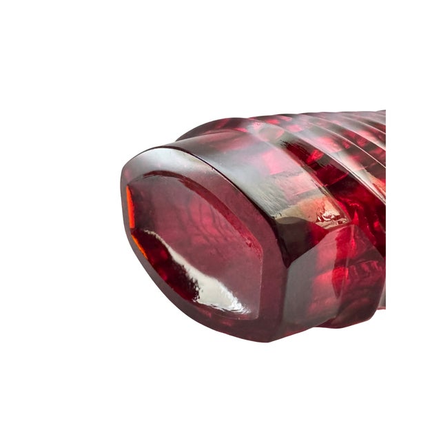 Optical Ruby Red Vase by Jan Sylwester Drost for HSG Ząbkowice, Poland, 1970s For Sale - Image 9 of 15
