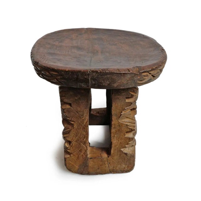 Tribal Vintage Bamileke Tribal African Pedestal Low Stool For Sale - Image 3 of 5