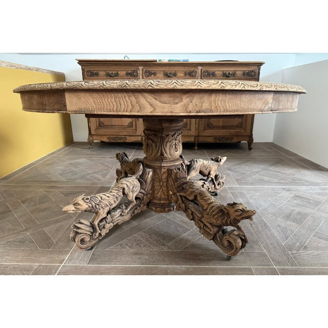 Extremely rare French Hunting Table with wonderful carved dogs to the legs. We have had hunting tables before but never...