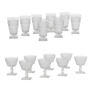 Vintage Imperial Glass Co. "Cape Cod" Clear Glassware Set - Goblets & Dessert Coupes - 16 Pieces For Sale