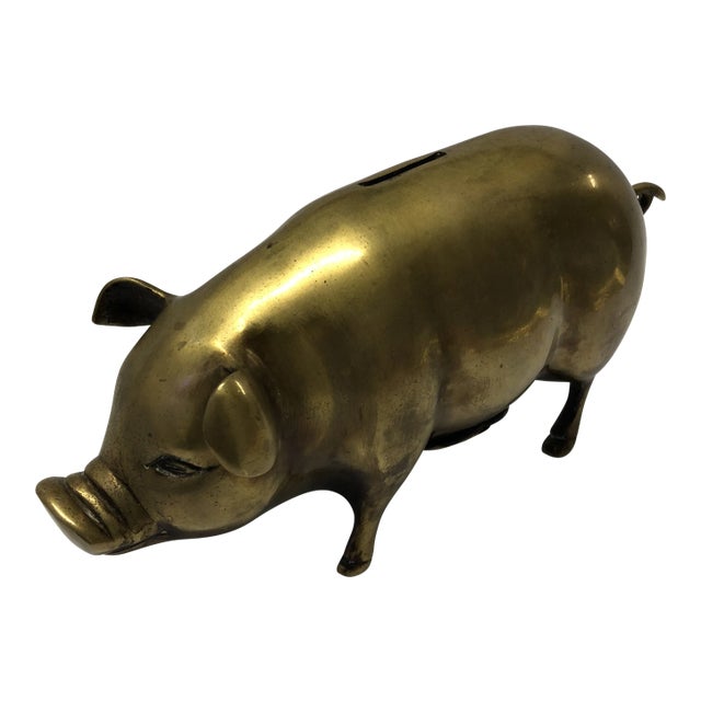 Mid Century Brass Piggy Bank For Sale