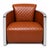 Pair of armchairs in brown faux leather and chromed metal. Dimensions (W x D x H): 78 x 80 x 70 cm
