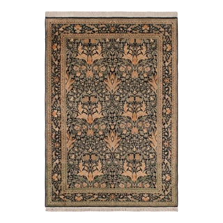 Shabby Chic 1990'sPak-Persian Black/Green Wool Rug - 4'0'' X 6'1'' For Sale