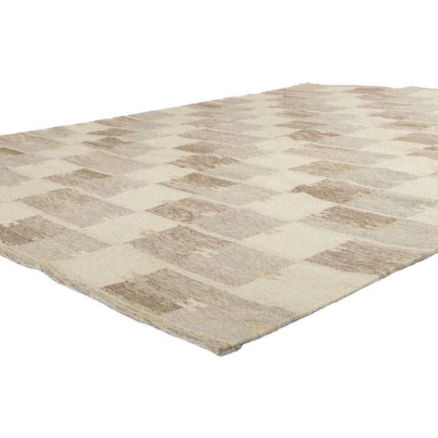 Swedish Barbro Nilsson Inspired Kilim rug with Scandinavian Modern Style 08'00 x 10'00. With its simplicity, geometric...