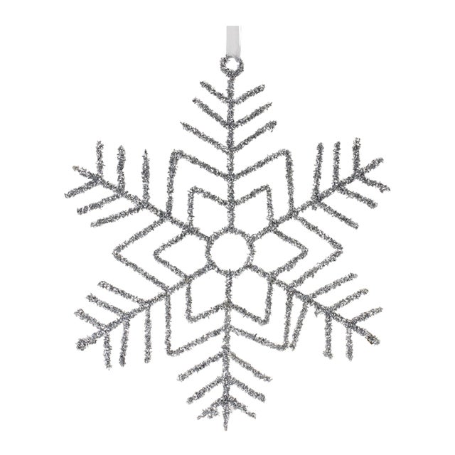 Contemporary Glittered Wire Snowflake Ornament (Set of 12) For Sale - Image 3 of 6