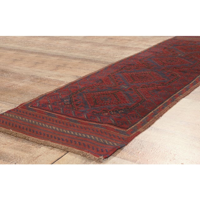 Red Antique Afghani Baluch Rug, 02'01 X 07'10 For Sale - Image 8 of 10