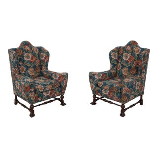 Pair Vintage George III Style Winged Throne Chairs For Sale