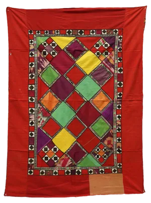 Vintage Embroidered Uzbek Wall Hung Patchwork Tapestry, 1920s