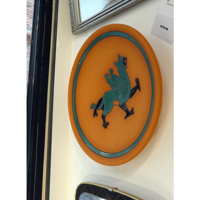 Decorative Griffon Wall Plate in Terracotta and Cloisonné Enamel from Studio Wallada, Spain, 1980s For Sale - Image 11 of 12