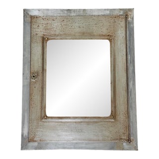 Vintage Industrial Steel Medicine Cabinet, Beveled Mirror, Wall Hung. Early 1900s For Sale