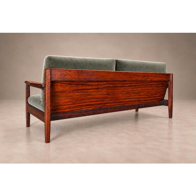 1960s Brazilian Modern Sofa in Rosewood and Celadon Mohair, Attributed to Jean Gillon, Brazil, 1960s - Lot 703 For Sale - Image 5 of 18