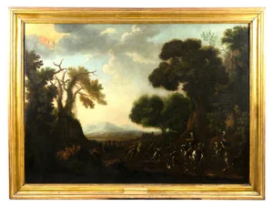 After Vincent Adriaenssen, Martyrdom of Saint Stephen, Oil on Canvas, 17th Century, Framed