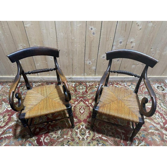 Rustic Rustic Straw-Seated Armchairs, Set of 2 For Sale - Image 3 of 10