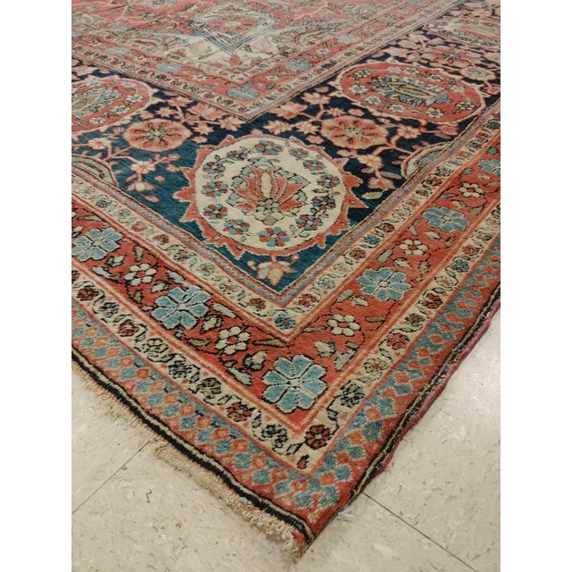 Antique Persian Mohtasham Kashan Carpet, Traditional, Ivory, Blue, Green, Reds For Sale - Image 10 of 16