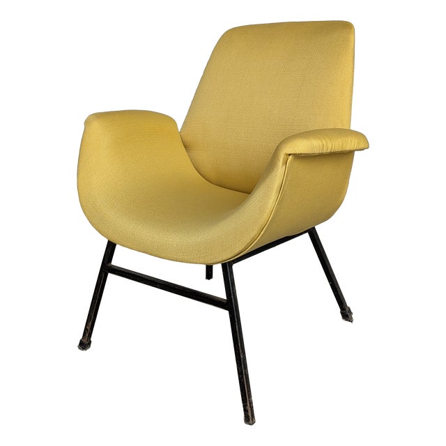 Mid-Century Modern Cocktail Chair in Yellow, 1970s For Sale
