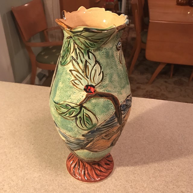 Blue Bird Handmade Pottery Vase Chairish