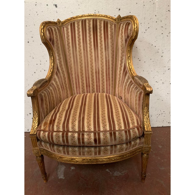 Louis XVI Style Giltwood Bergère Chair For Sale - Image 12 of 12