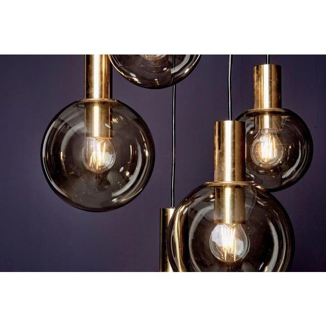 Metal Cascade Pendant with Six Globes from Glashütte Limburg, 1970s For Sale - Image 7 of 9