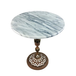Hollywood Regency Marble & Brass Side Table For Sale