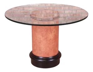 Karl Springer Style Modern Burl Wood Glass Top Pedestal Dining or Center Table, Circa 1970s