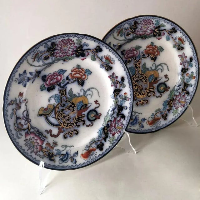 Chinoserie Style Noma Pattern Plates from Ridgway, 1835, Set of 2 For Sale - Image 3 of 13