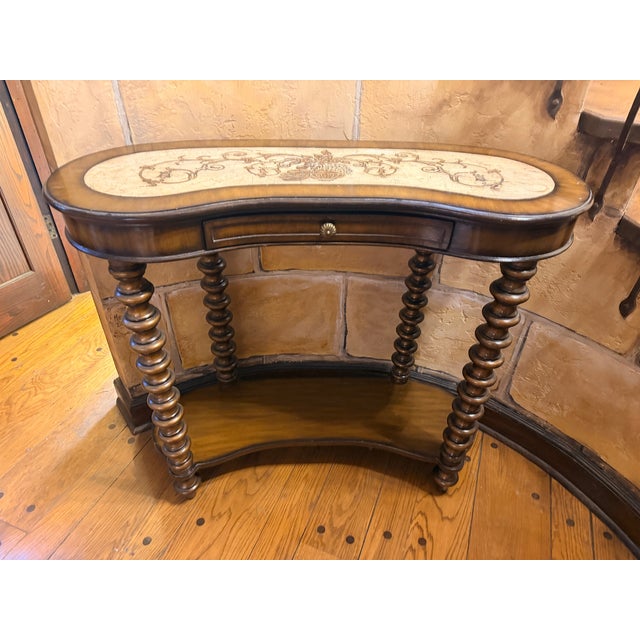 1990s Maitland-Smith Styled Kidney-Shaped Console Table For Sale - Image 5 of 5
