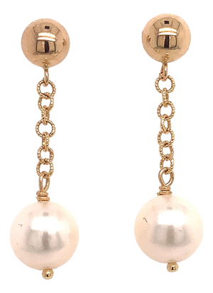 Akoya Pearl Dangle Earrings 14k Gold Certified