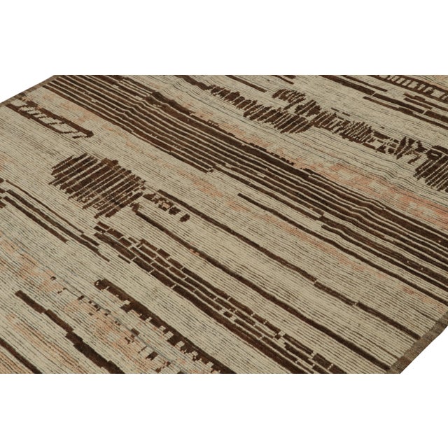 Rug & Kilim Rug & Kilim’s Modern Rug with Beige-brown Geometric Patterns - 14x20 For Sale - Image 4 of 7
