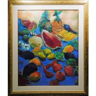 1990s Diane French Gaugush Original Pastel Paper Fruits Dry Pigment Paintings Signed!, Framed For Sale