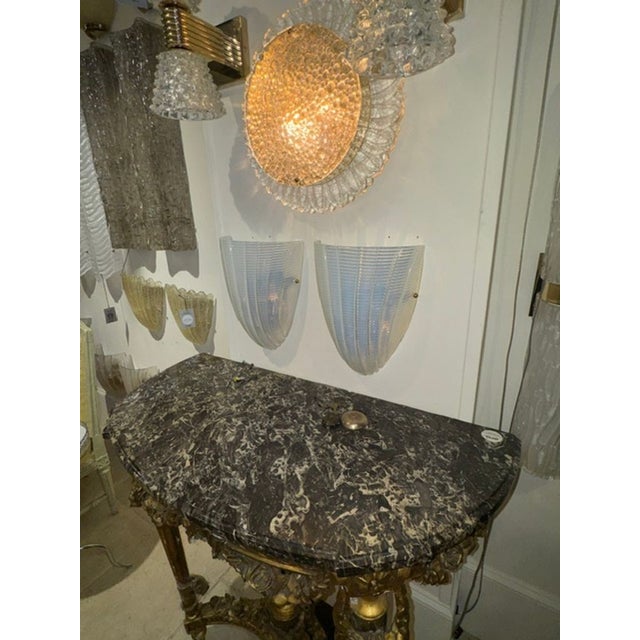 Modern Pair of Murano Opalescent Shell Sconces For Sale - Image 3 of 4