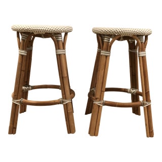 Vintage Serena & Lily Riviera Backless Counter Stools - A Pair For Sale