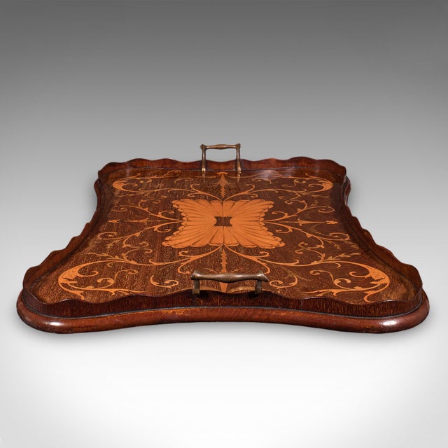 Victorian Antique Butler's Serving Tray, English, Afternoon Tea Platter, Inlay, Victorian For Sale - Image 3 of 10