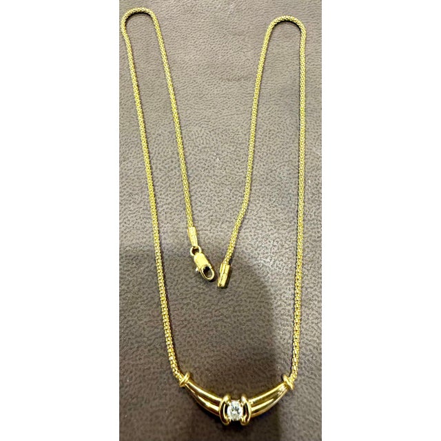 Vintage 20 Pointer White Diamond Necklace 14 Karat Yellow Gold, 18 Inch Long For Sale In New York - Image 6 of 18