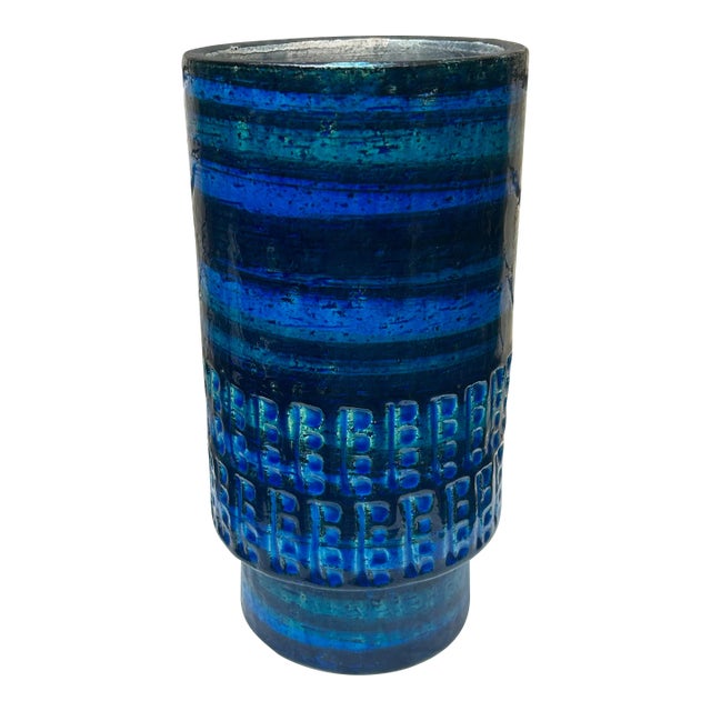 Italian Bitossi Rimini Blue Ceramic Vase, 1960s, Designer Aldo Londi For Sale