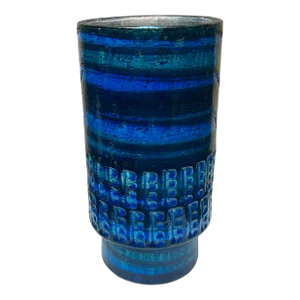 Italian Bitossi Rimini Blue Ceramic Vase, 1960s, Designer Aldo Londi