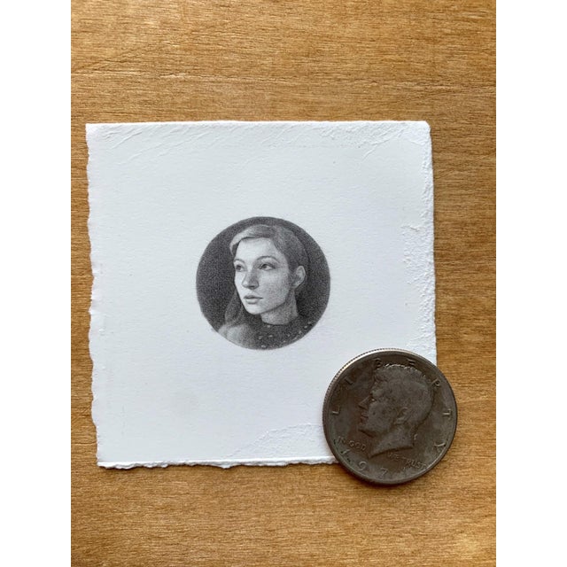 Figurative Almost There by Bryanna Marie | Graphite on Bristol Paper Portrait of a woman in a circular frame For Sale - Image 3 of 4